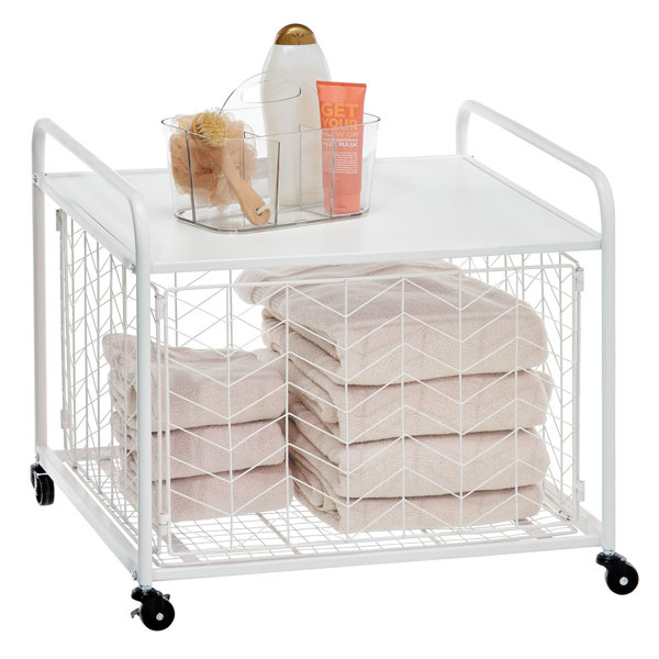 mDesign Small Portable Mini Fridge Storage Cart with Wheels and Handles